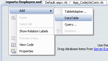 Add a DataTable in Crystal Report