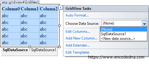 Bind GridView Control with SqlDataSource