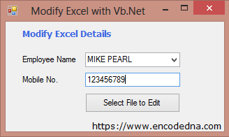 Modify or Edit Excel using Vb.Net