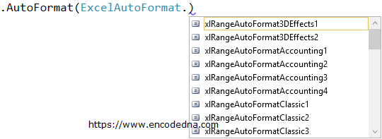 Excel AutoFormat Options in Windows Forms