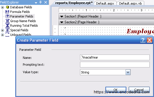 Create Parameter Field in Crystal Report