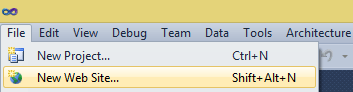Choose New Website from File Menu