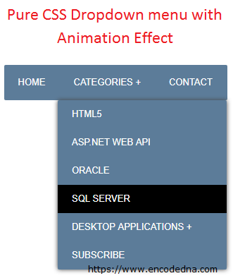 Pure CSS Drop Down Menu with Animation Effect