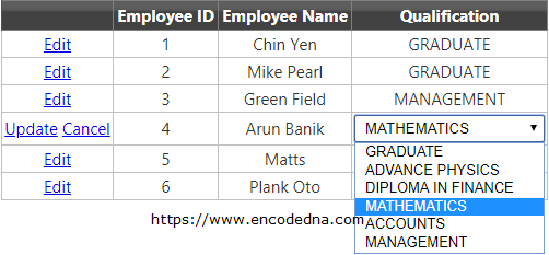 Bind DropDownList in a GridView Control