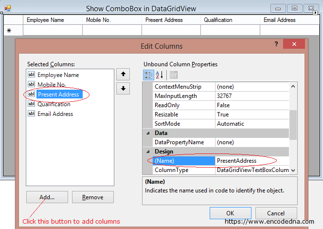 DataGridView Design Mode