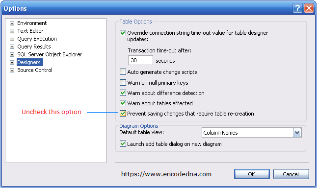 SQL Server Options