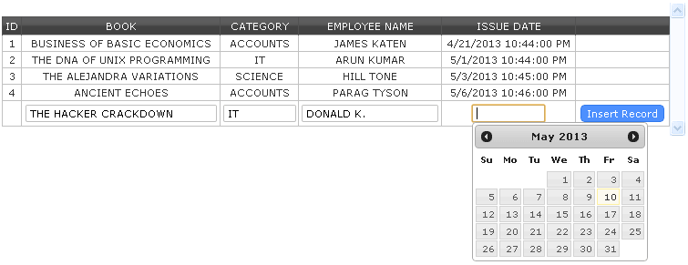 Insert New Record Using GridView