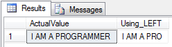 sql left() function using a string