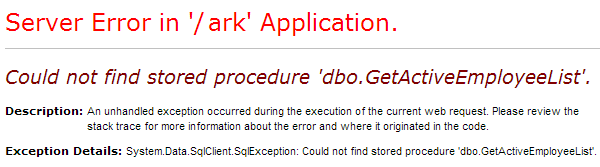 Sample of a Generic Error