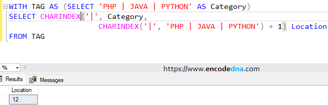 Sql server charindex