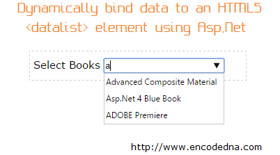 Dynamic Data Binding of HTML5 datalist using Asp.Net