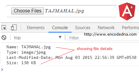 Get File Size, Name and Type in Angular 4