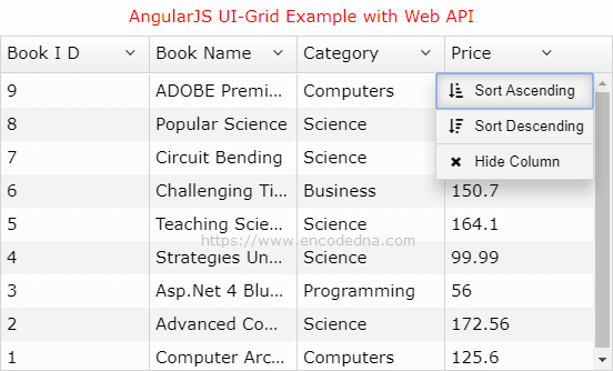 Create a Data Grid dynamically in AngularJS