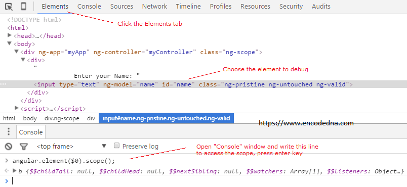 Debugging AngularJS App Elements from JavaScript Console