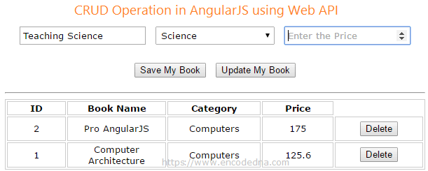 Perform a Simple CRUD Operation in AngularJS with Web API