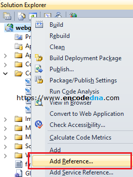 add reference in asp.net