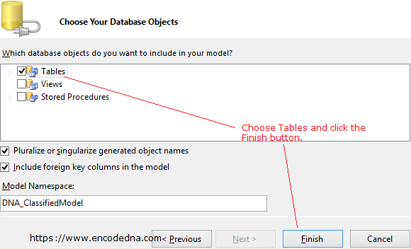 Choose Database Table for Entity Framework in MVC