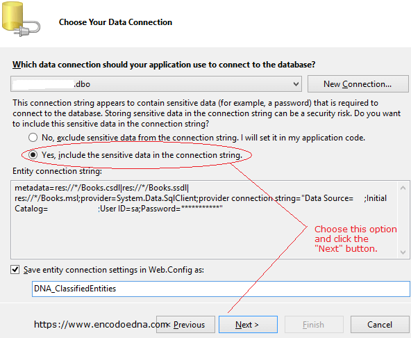 Create Database Connection for Entity Framework Model