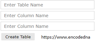 Dynamically Create Table in SQL Server using Asp.Net C#