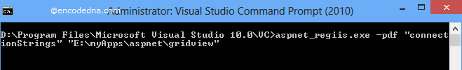 Using aspnet_regiis.exe Application for Decrypting Connection String