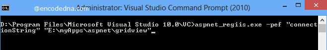 Using aspnet_regiis.exe Tool for Connection String Encryption