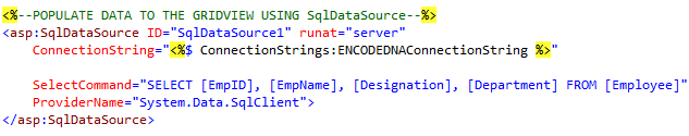 Using Connection String defined in Web.Config with a GridView Control