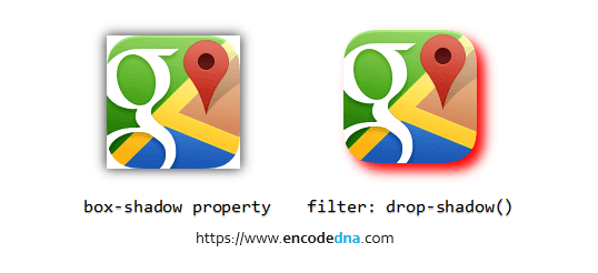 box-shadow property versus drop-shadow filter