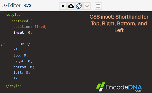 CSS inset Property Example CSS inset Property Example