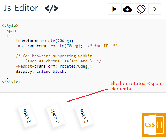 Tilt or Rotate a SPAN element using CSS transform