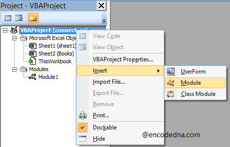 add module in vba excel