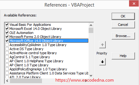Add Office Object Library Reference