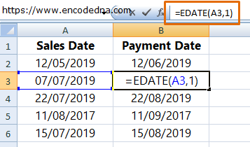 Add One Month from Previous Date in Excel