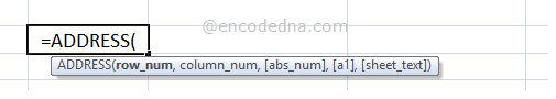 ADDRESS() function in Excel