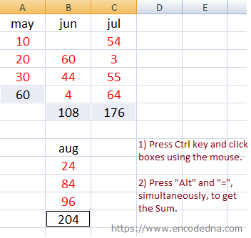 AutoSum Multiple Ranges in Excel