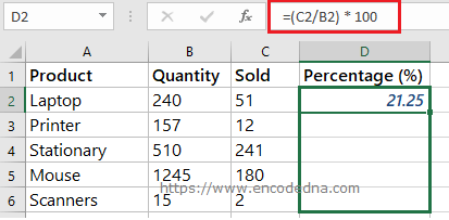 Calculate Sales Percentage in Excel