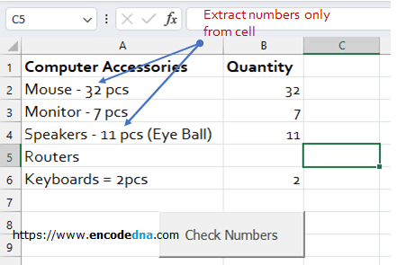 Check if Cell has Number in Excel Worksheet using VBA IsNumeric() Function