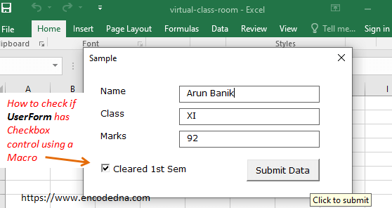 Check if the control is a Checkbox using VBA