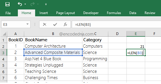 Count total number of Characters in a Cell in Excel