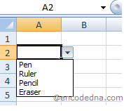 A Dropdown List in Excel using a Named Range
