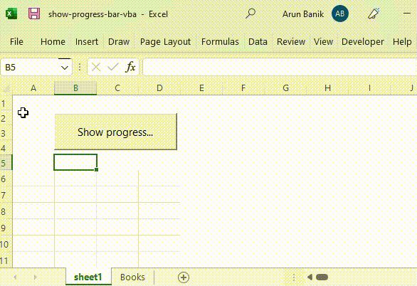 Create a custom progress bar in Excel using UserForm
