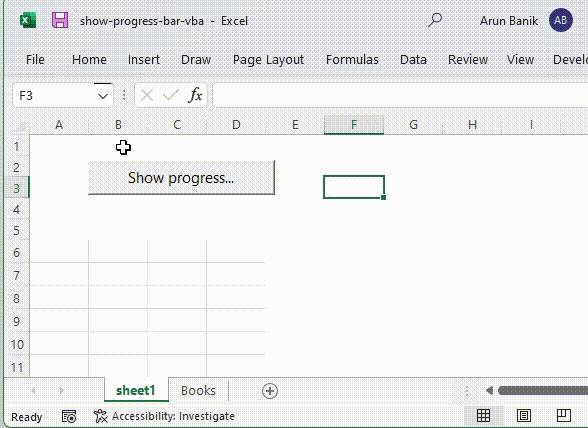 Show progress using Excel status bar