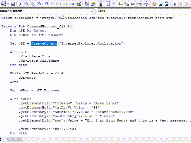Fill a web form from Excel using VBA - Web Scraping