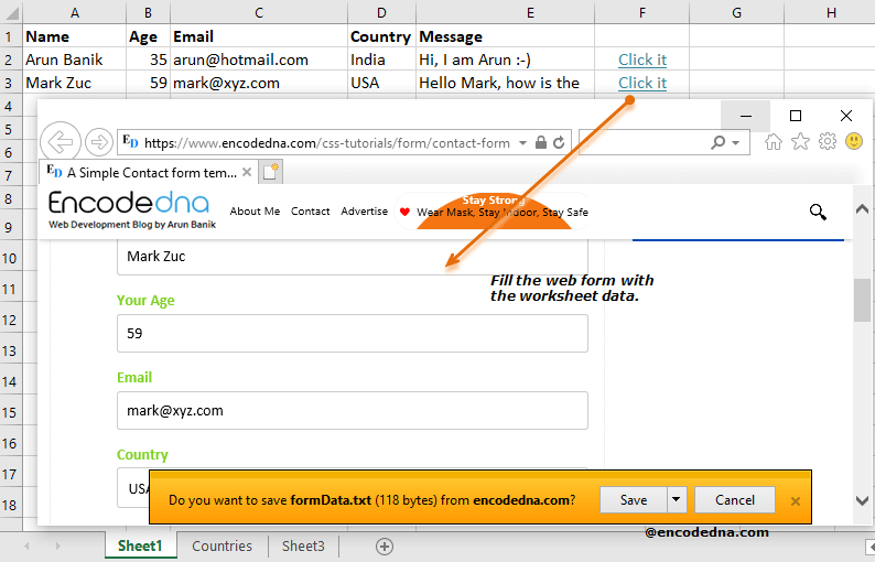 Fill a web form using Worksheet data in VBA