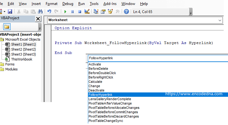 FollowHyperLink evnet in VBA