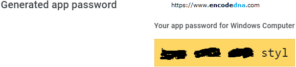 google app password sample