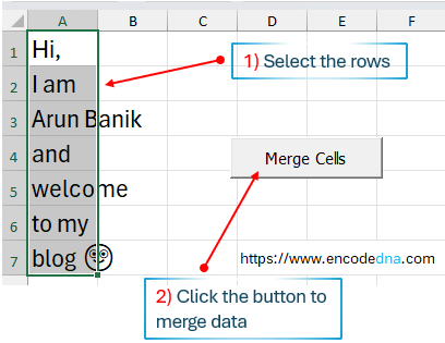 Highlight cells to Merge Cells using VBA