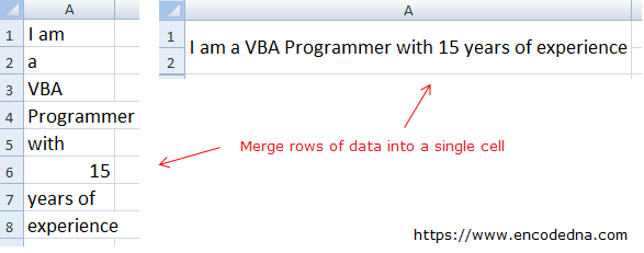 Merge and Combine Cells in Excel without losing Data using VBA