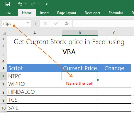 Name a Cell in Excel