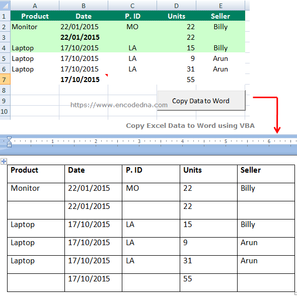 Open a Word Document from Excel and Copy Excel Data to Word using VBA