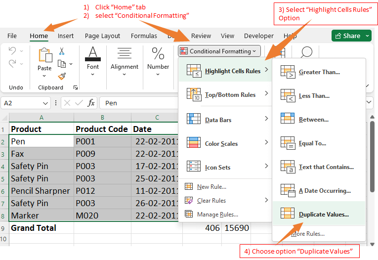 Select Conditional Formatting in Excel